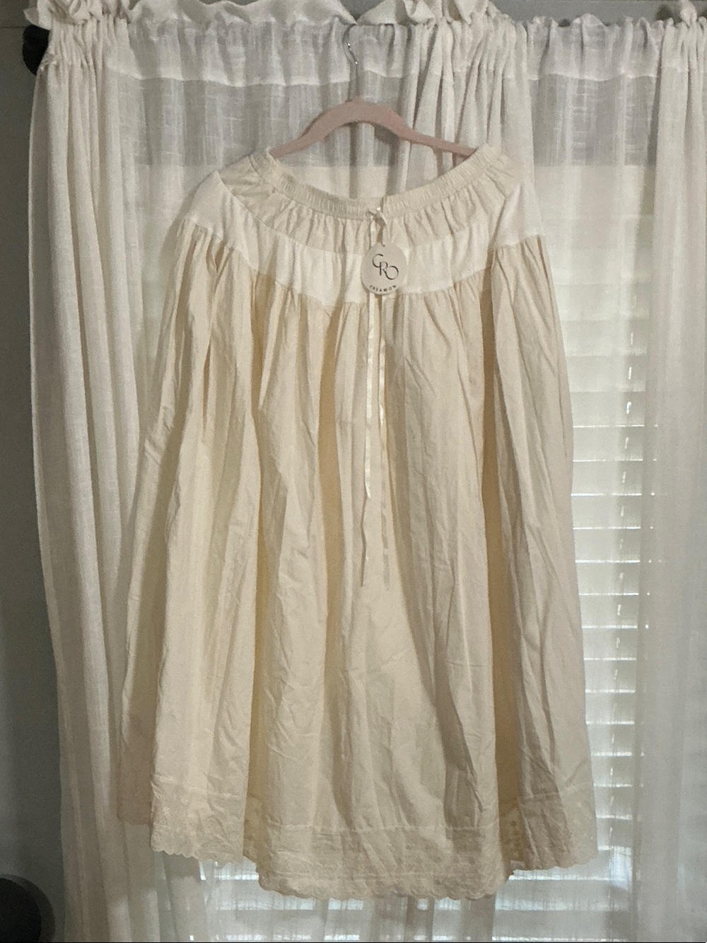 NWT CREÁMON Cream Peasant Skirt with Gathered Waist SIZE M